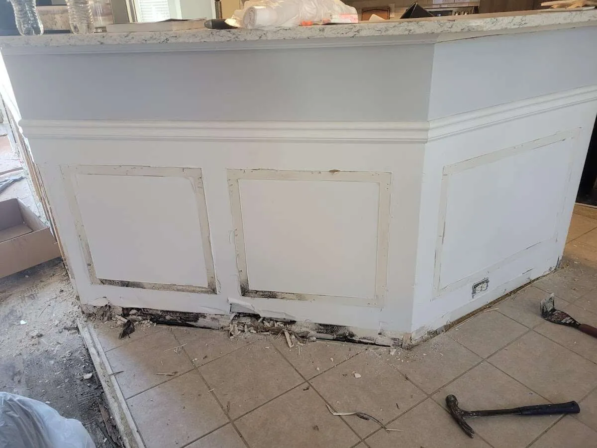 Water damage and mold on kitchen during Storm Damage Restoration in Country Club Hills
